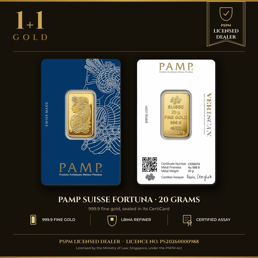 20 gram Gold Bar - PAMP Fortuna Veriscan (In Assay) PAMP