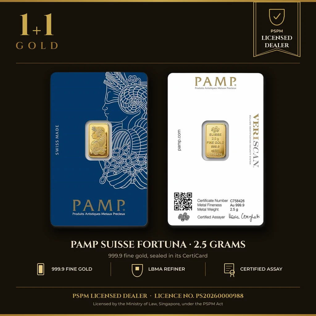 2.5 gram Gold Bar - PAMP Fortuna Veriscan (In Assay)